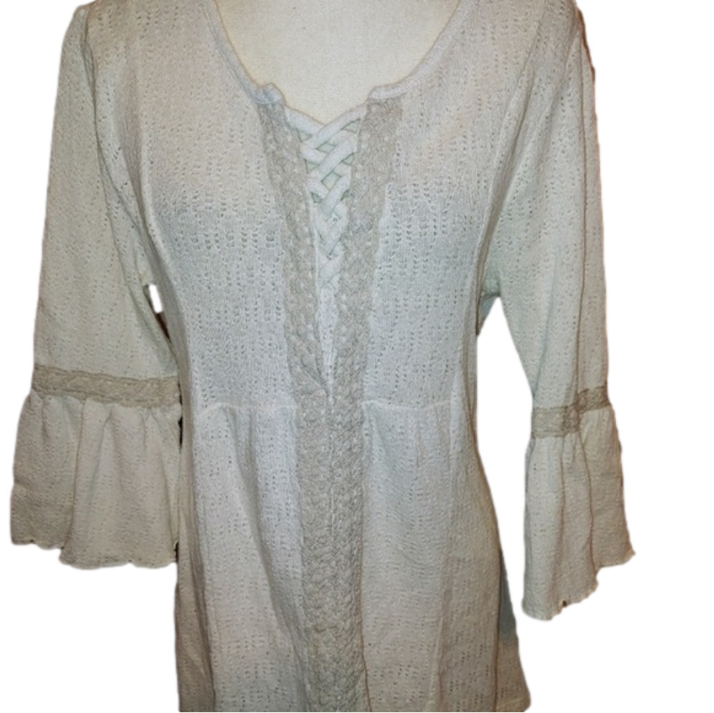 Style & Company Bell Sleeves BOHO Top L